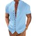 2023 Summer Men's Cotton And Button Standing Neck Short Sleeved Shirt_viptrois.com