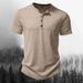 Unbeatable Quality Ins 2025 Summer Sale Men's Solid Color Henry Collar Short Sleeve T-shirt Polo Shirt_viptrois.com