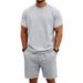 Men's Heavyweight Cotton-Terry Short Sleeve Tee & Shorts Set | Casual Loungewear Solid Color Comfort Outfit_viptrois.com