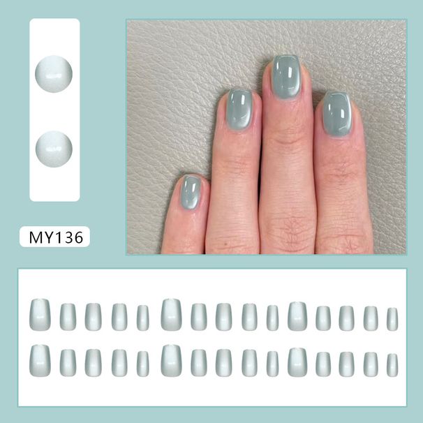 Nails Art & Tools Simple Emerald Green Cat's Eye Solid Color Gentle Temperament Sweet Joker Ins Style Nail Art Patch 30 Pieces_viptrois.com