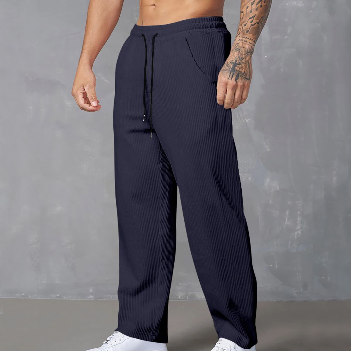 Men's Corduroy Relaxed Fit Pants - High Waist Straight Leg Casual Trousers With Drawstring, Soft & Durable For Autumn/Winter (S-XXXL,_viptrois.com