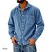 Men's Striped Corduroy Shirt Non-Iron Wrinkle Free Business Casual Long Sleeve Classic Fit Solid Pattern Button-Up Dress Shirt_viptrois.com