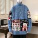 Pure Anyang High Neck Men's Christmas Bear Lazy Couple Loose Knitted Sweater Winter Thickened Warm Knitwear_viptrois.com