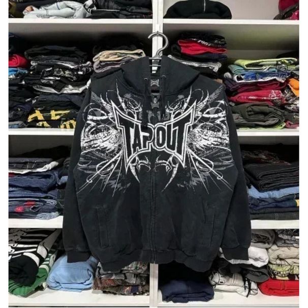 Men's Clothing Gothic American Street Cardigan Zipper Sweater Trend Thickened Cross Border Hot Hooded Top Jacket_viptrois.com