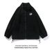 Men's Fleece Zip-Up Jacket – Streetwear Stand Collar Coat With Patch Detail (Black/Green/Khaki, M-3XL)_viptrois.com