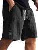 Men's Casual Jacquard Shorts Multi-Pocket Spring Summer Straight Wide Sports Mid-Waist Drawstring Black Blue Cotton Polyester_viptrois.com