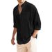 Men's Clothing Men's Casual Linen Shirt Men's Trendy Cross Border Style_viptrois.com