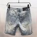 Men's Style High Street Distressed Denim Shorts Straight Leg Five Point Pants Summer Thin Casual Mid Length Splatter Painted_viptrois.com