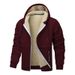 Men's Winter Thickened Warm Fleece Lined Hooded Zip up Jacket Casual Sportswear Sherpa Coat Loose Fit for Cold Weather_viptrois.com