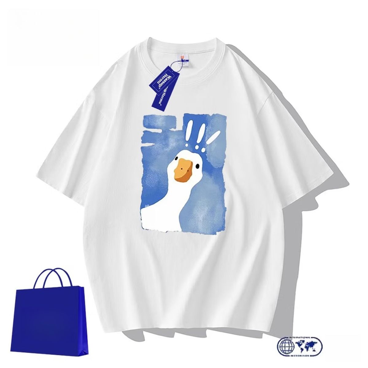 Men's Trendy Short-sleeved T-shirt Men's Summer Thin Breathable Half-sleeved Top Big Goose Loose Trendy T-shirt_viptrois.com