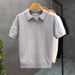 Men's Clothing Summer New Short Sleeved Sweater Men's High End Business Style Polo Shirt V Neck Slim_viptrois.com