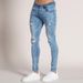 Loom Cross-Border Exclusive New Ripped European And American Hot-Selling Long Pants Men's Skinny Jeans_viptrois.com
