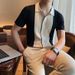 Men's Clothing Summer Short Sleeved T Shirt Knitted Lapel Shirt Trendy Personality Fashion Half Sleeved Bottoming Shirt Top_viptrois.com