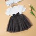 Girls Short Sleeved Dress Summer Dress 2024 New Bow Princess Dress Cross Border Children's Clothing Yarn Girl Skirt_viptrois.com