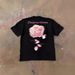 Heavyweight Pure Cotton Oversized T-Shirt For Couples Loose Short-Sleeved Men's And Women's Pink Rose Print Top_viptrois.com