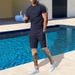Spring And Autumn New Round Neck Shirt Short Sleeve Shorts Side Stripe Casual Fashion Men's 2 Piece Set_viptrois.com