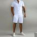 2pcs Casual Trendy Lapel Zip Sports Fleece Polo Shirt Set For Sports Gifts_viptrois.com