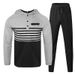 "Men's Waffle-Knit Hoodie & Jogger Set - Striped Casual Loungewear (S-3XL)"_viptrois.com