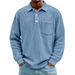Men's Corduroy Polo Shirt – Slim Fit Long Sleeve Casual Shirt With Striped Texture (Breathable Polyester, Versatile Layering For Urban)_viptrois.com