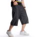 Man's clothing Hip hop denim shorts men's loose printed capri pants Trend plus fat plus size skateboard medium pants_viptrois.com