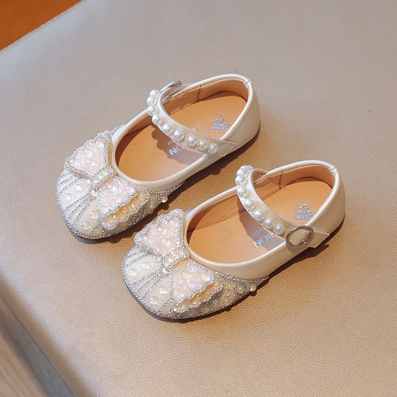 Girls Princess Shoes 2024 Spring and Autumn New Children's Shoes Small Leather Shoes Girls Shining Crystal Shoes Baby Shoes_viptrois.com