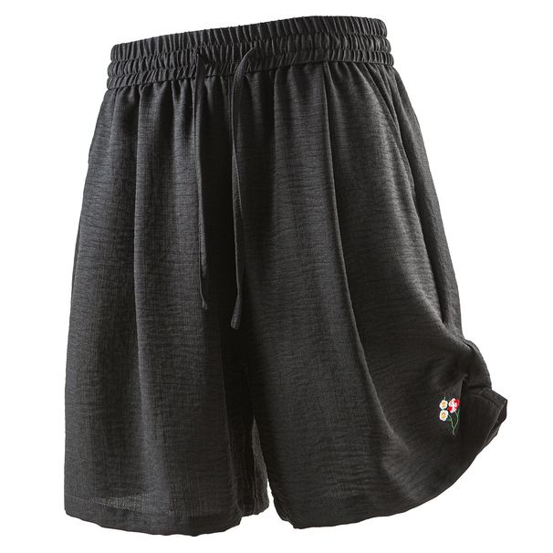 Men's Clothing Summer Men's Loose Thin Linen Embroidered Shorts Plus Size Casual Beach Straight Leg Pants Fashion_viptrois.com