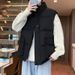 Men's Oversized Fleece Vest – Winter-Ready Cotton Blend (M-5XL, Thermal Lining, Slim Fit Under Jackets, Black/Beige/Army Green/Brown)_viptrois.com