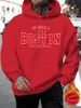 Men's Autumn And Winter Casual Fashion Loose Hooded Sweatshirt Boston Letter Pattern Print Warm Long Sleeved Pullover_viptrois.com