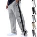 Men's Clothing Autumn Drape Color Matching Casual Pants Loose Jacquard Button Wide Leg Pants_viptrois.com