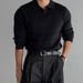 Men's Casual Knit Polo Shirt - Breathable Loose Fit Long Sleeve T-Shirt For Business & Daily Wear (Multiple Colors)_viptrois.com
