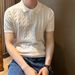 Men's Clothing Summer New Short Sleeved Sweater Men's Textured Polo Shirt Lapel Slim Fit Business T Shirt_viptrois.com