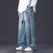 Men's China Map Embroidered Wide-Leg Jeans - Distressed Denim Pants With 3D Embroidery, Streetwear Trousers_viptrois.com