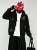 Men's Clothing American High Street Style Black Hooded Zipper Jacket_viptrois.com
