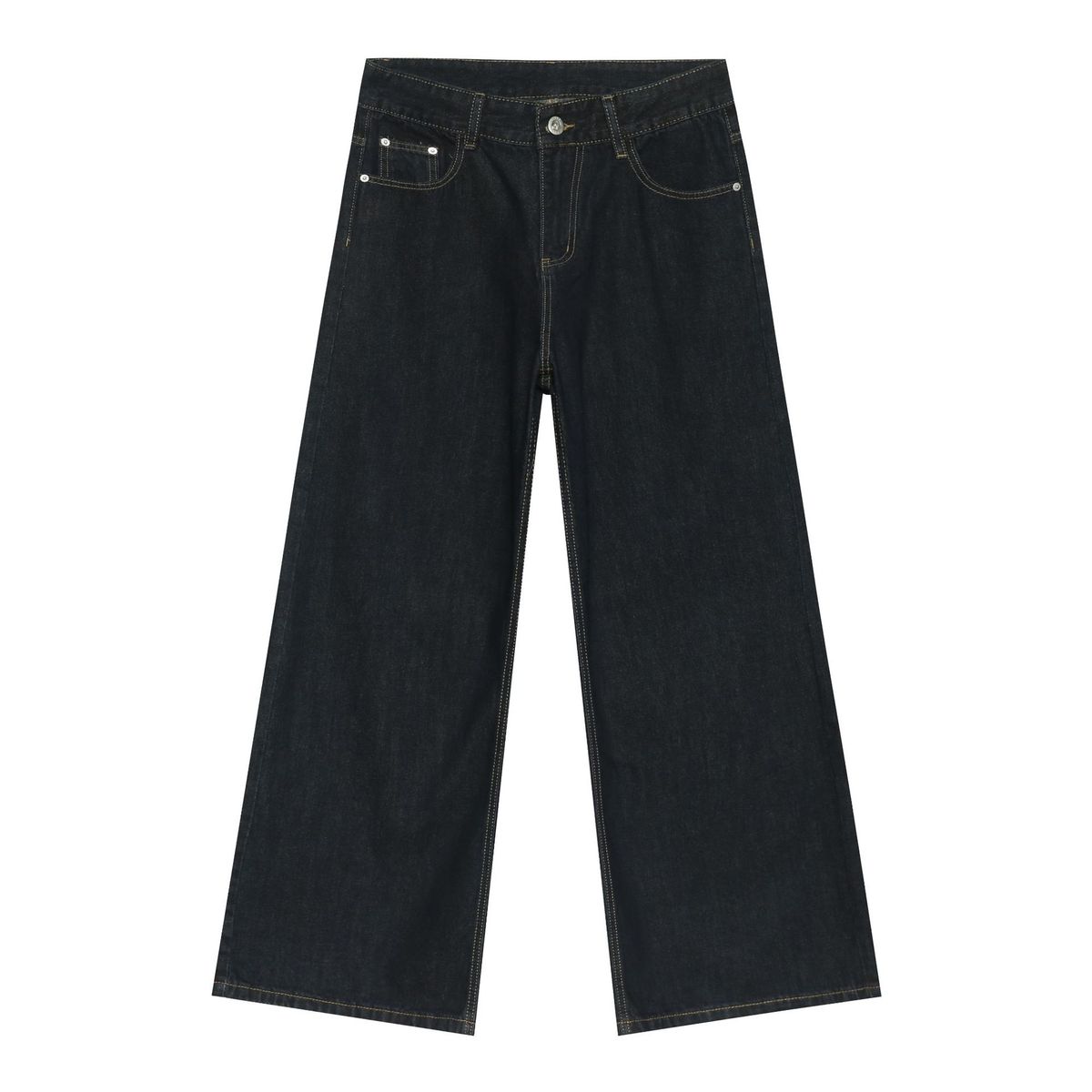 Original Cow Color Wide Leg Casual Jeans Men's American Loose Versatile Straight Solid Color Trousers_viptrois.com