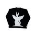 Unisex Dark Academia Sweater - Oversized Corduroy Knit With Anime Print, Long Sleeve Crewneck, Polyester Blend (Black/Blue/Purple/White/Green)_viptrois.com