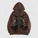 Unisex Vintage Zip-Up Hoodie – Heavyweight American Streetwear, Retro Pullover With 3D Print, Oversized Casual Jacket For Men & Women_viptrois.com