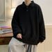 Retro Thread Jacket, Long Sleeved Knit Sweater, Solid Color Polo Collar Sweater_viptrois.com