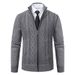 Men's Clothing Men's Fleece-Lined Stand Collar Cardigan - Winter Knit Jacket (Beige/Light Grey/Dark Grey, M-3XL)_viptrois.com