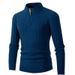 Pure Cross-Border Autumn Winter New Men's Thickened Cable Knit Sweater Zipper Half-Open High Collar Warm Knitted Base Shirt_viptrois.com