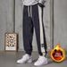 Men's Velvet Sweatpants Loose Fit Casual Autumn Winter Fashion Waffle Patterned Grey Color Bottoms_viptrois.com