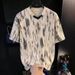 Summer New Men's Tie Dye Striped V Neck T-Shirt Short Sleeve Loose Fit Casual Unique Design Personalized Top_viptrois.com