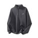 Heavyweight Half-Zip Sweatshirt For Men – Oversized Pullover With Stand Collar, Streetwear Essential In Dark Gray & Apricot_viptrois.com