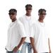 Men's Premium Cotton T-Shirt - Soft & Breathable Summer Essential, Relaxed Fit, Solid Color Streetwear For Casual & Urban Style (White/Black)_viptrois.com