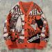 Men's Clothing Halloween Themed Evil Pumpkin Jacquard V Neck Knitted Cardigan, Trendy, Fashionable, And Loose Fitting Sweater_viptrois.com