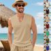 Men's Lightweight Breathable V-Neck Sleeveless Tank Top For Summer Gym Training & Vacation Wear_viptrois.com