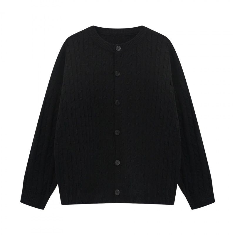 Pure Wushu Men's Clothing 2025 Autumn Winter New Japanese Retro Simple Solid Color Braided Jacquard Loose Knitted Jacket_viptrois.com