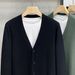 Korean Style V-Neck Knit Cardigan – Lightweight Spring/Autumn Open-Front Sweater For Men (Black, Green, Apricot, Gray) | Trendy Layering Piece_viptrois.com