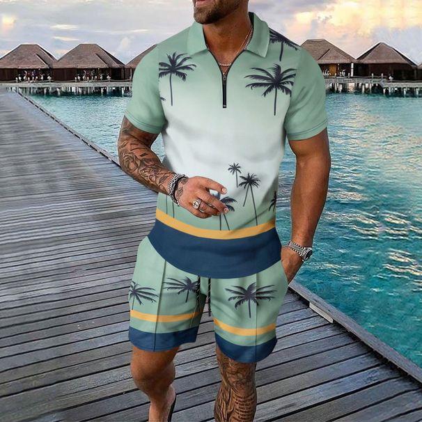 Men's 2-Piece Casual Sport Outfit - Short Sleeve Top & Athletic Shorts Set | Breathable Summer Activewear_viptrois.com
