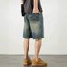 Men's Distressed Denim Shorts 5-Inch Inseam Relaxed Fit Vintage Washed Casual Summer Shorts Vintage Washed Finish_viptrois.com