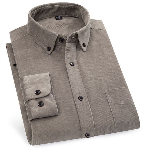 Nordmann Autumn Winter 100% Cotton Corduroy Men's Long Sleeve Casual Youth Middle-aged Loose Plus Size Dad Shirt_viptrois.com